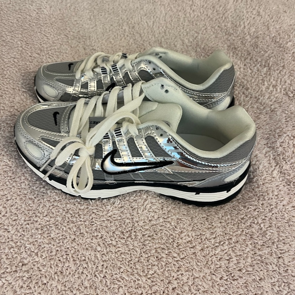 Nike P-6000 Silver and White Sneakers with Reflective Design